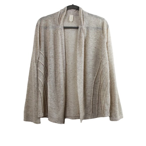 Jones New York Sandy Beige Speckled Open Front Cardigan - Picture 1 of 15